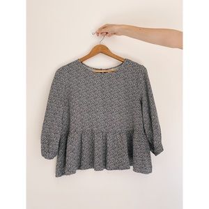 Black and white floral blouse